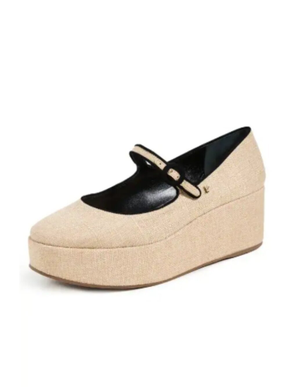 Larroude Women's Blair Flatforms Mary-Jane Raffia/Leather Shoes Women's Size 10